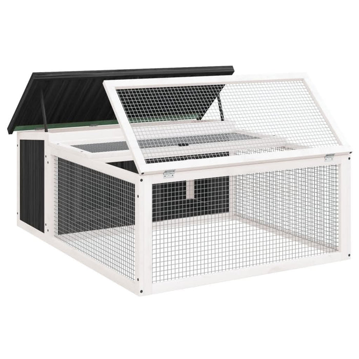 Cușcă pentru iepuri, gri, 117,5x97x47,5 cm, lemn masiv de pin - WALTI WALTI