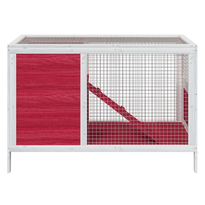 Cușcă pentru iepuri roșu 103x44x69,5 cm lemn masiv de pin - WALTI WALTI