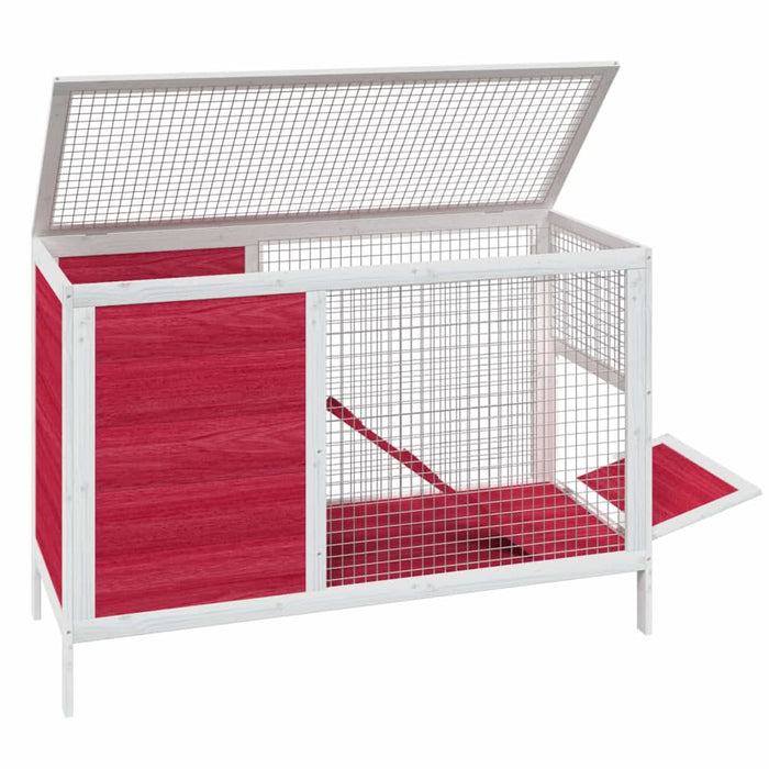 Cușcă pentru iepuri roșu 103x44x69,5 cm lemn masiv de pin - WALTI WALTI