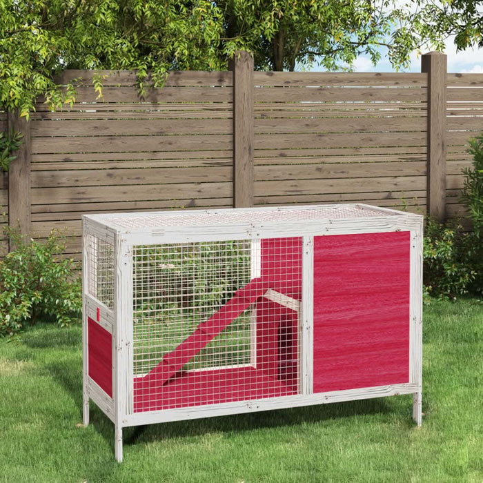Cușcă pentru iepuri roșu 103x44x69,5 cm lemn masiv de pin - WALTI WALTI
