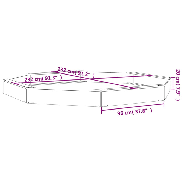 Cutie de nisip cu scaune octogonale, alb, lemn masiv de pin - WALTI WALTI