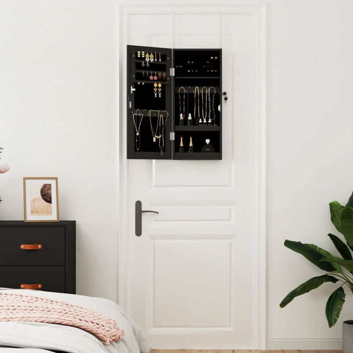 Dulap de bijuterii cu oglindă de perete, negru, 30x8,5x67 cm - WALTI WALTI
