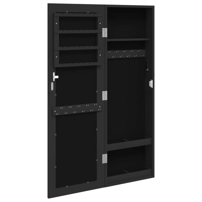 Dulap de bijuterii & oglindă montat pe perete negru 30x8,5x90cm - WALTI WALTI