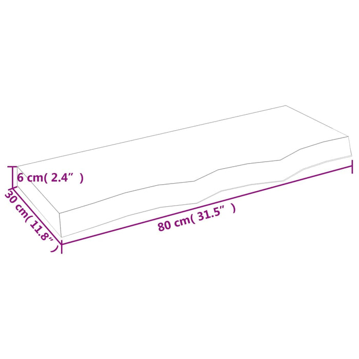Poliță de perete, 80x30x(2-6) cm, lemn masiv de stejar netratat - WALTI WALTI