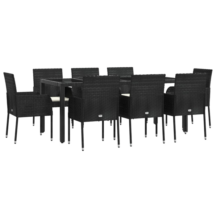 Set mobilier de grădină cu perne, 9 piese, negru, poliratan - WALTI WALTI