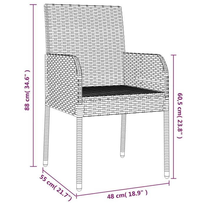 Set mobilier de grădină cu perne, 9 piese, negru, poliratan - WALTI WALTI