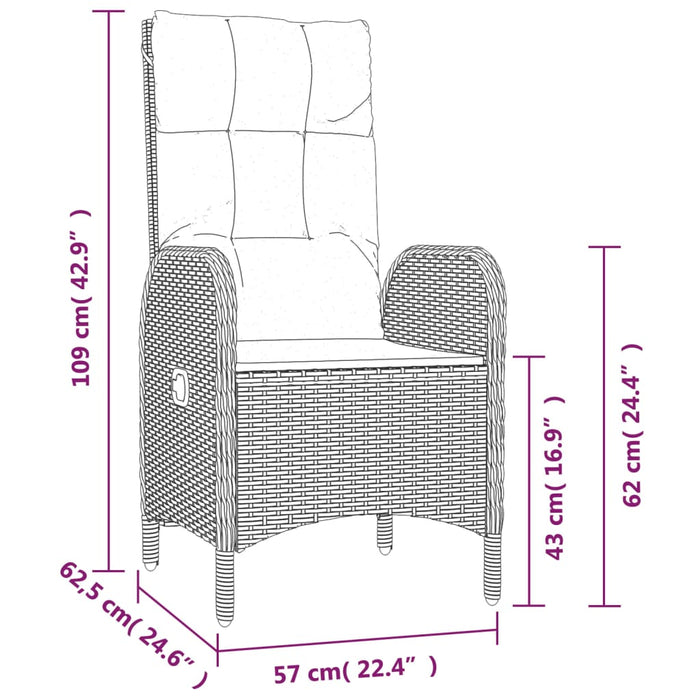 Set mobilier de grădină cu perne, 9 piese, negru/gri, poliratan - WALTI WALTI