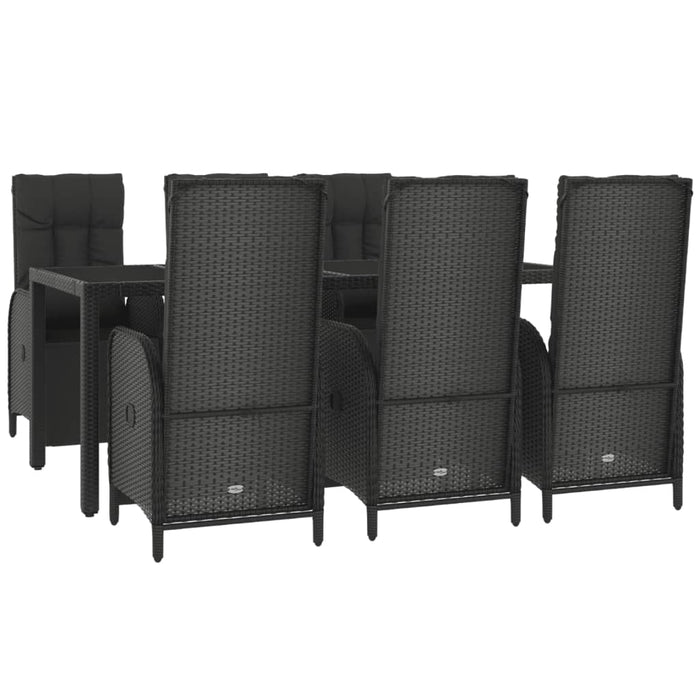 Set mobilier de grădină cu perne, 7 piese, negru, poliratan - WALTI WALTI