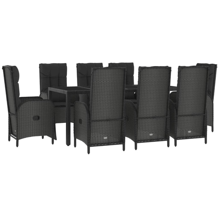 Set mobilier de grădină cu perne, 9 piese, negru, poliratan - WALTI WALTI