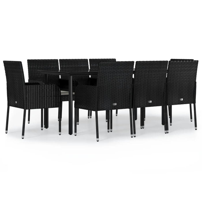 Set mobilier de grădină cu perne, 9 piese, negru, poliratan - WALTI WALTI