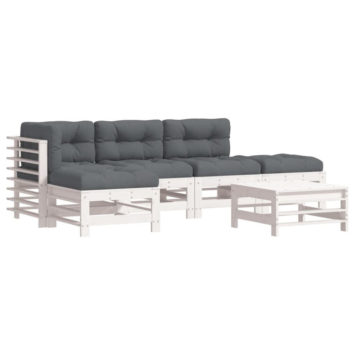 Set mobilier relaxare grădină&perne 6 piese alb lemn masiv pin - WALTI WALTI