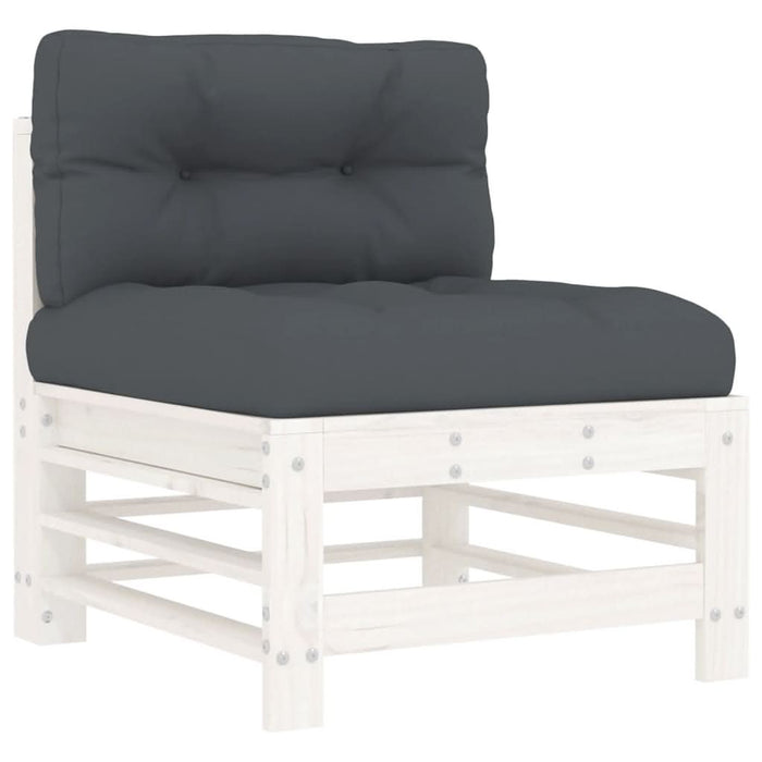 Set mobilier relaxare grădină&perne 6 piese alb lemn masiv pin - WALTI WALTI