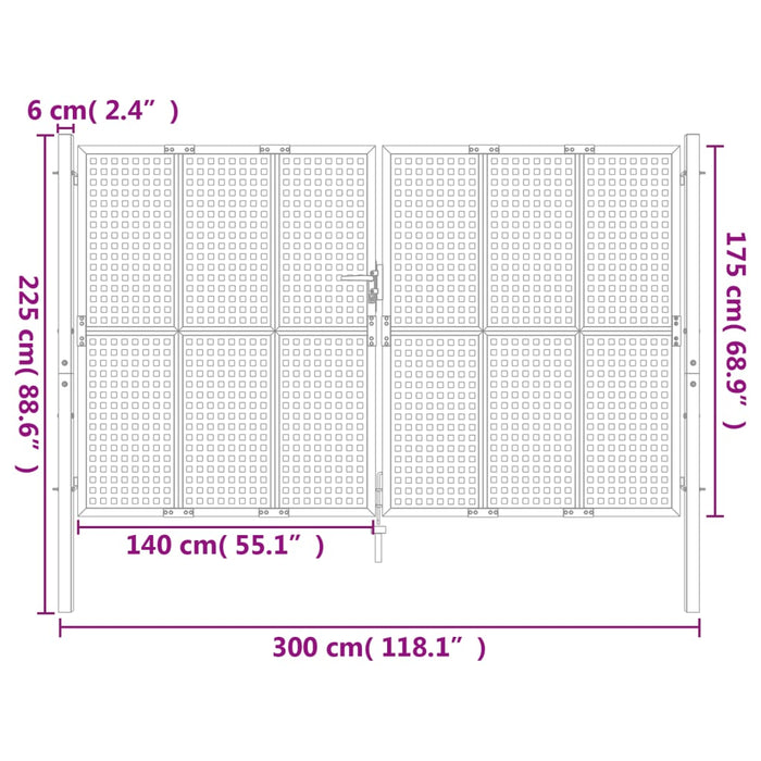 Poartă pentru grădină, antracit, 300x225 cm, oțel - WALTI WALTI