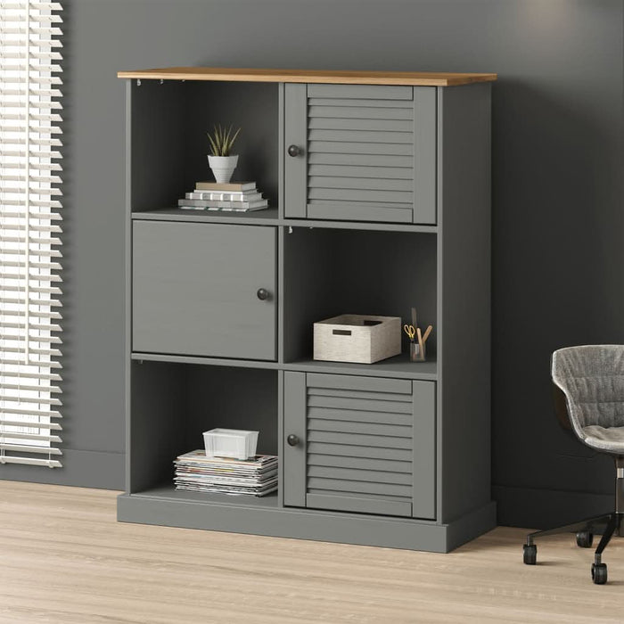 Bibliotecă VIGO, gri, 90x35x114,5 cm, lemn masiv de pin - WALTI WALTI