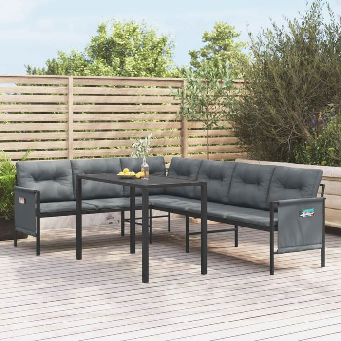 Set de mobilier dining pentru grădină, 2 piese, antracit, oțel - WALTI WALTI
