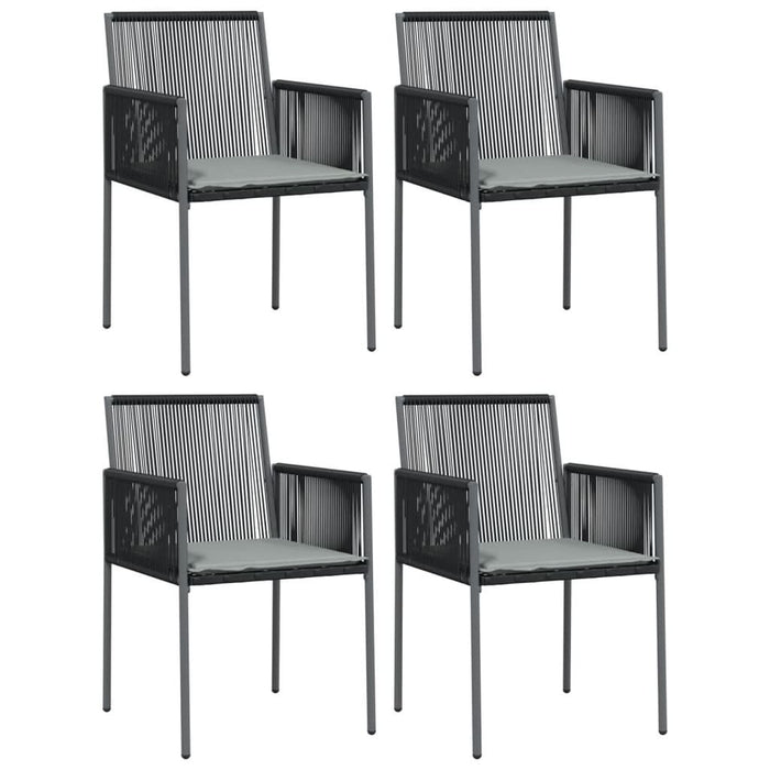 Scaune grădină cu perne 4 buc. negru 54x60,5x83,5 cm poliratan - WALTI WALTI