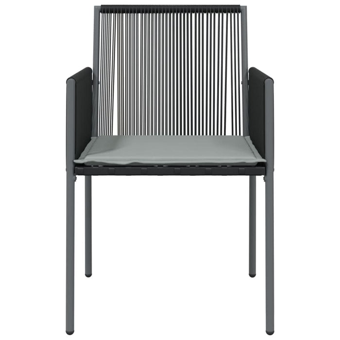 Scaune grădină cu perne 4 buc. negru 54x60,5x83,5 cm poliratan - WALTI WALTI