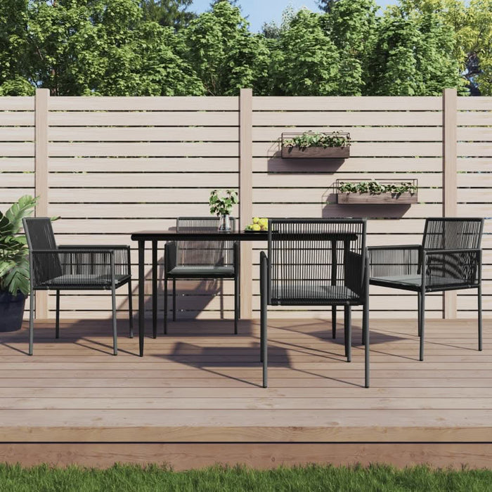 Scaune grădină cu perne 4 buc. negru 54x60,5x83,5 cm poliratan - WALTI WALTI
