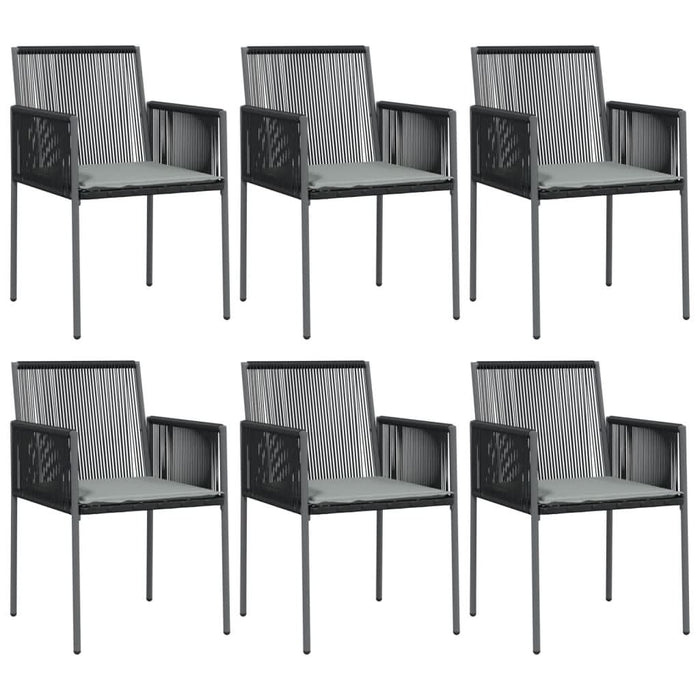 Scaune grădină cu perne 6 buc. negru 54x60,5x83,5 cm poliratan - WALTI WALTI