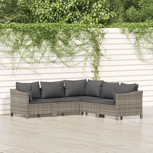 Set mobilier de gr?din? cu perne, 5 piese, gri, poliratan - WALTI WALTI