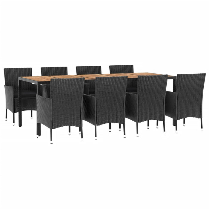 Set mobilier de grădină cu perne, 9 piese, negru, poliratan - WALTI WALTI