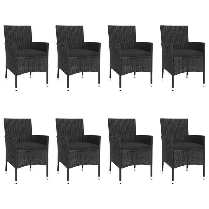 Set mobilier de grădină cu perne, 9 piese, negru, poliratan - WALTI WALTI