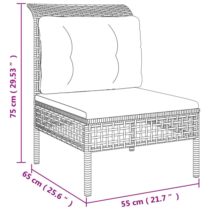 Set mobilier de grădină cu perne, 8 piese, gri, poliratan - WALTI WALTI