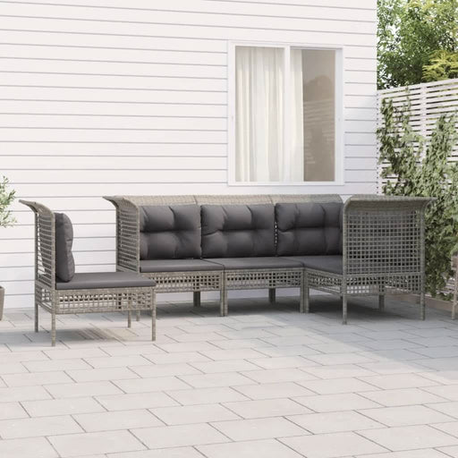 Set mobilier de gr?din? cu perne, 5 piese, gri, poliratan - WALTI WALTI