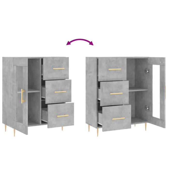 Servantă, gri beton, 69,5x34x90 cm, lemn compozit - WALTI WALTI