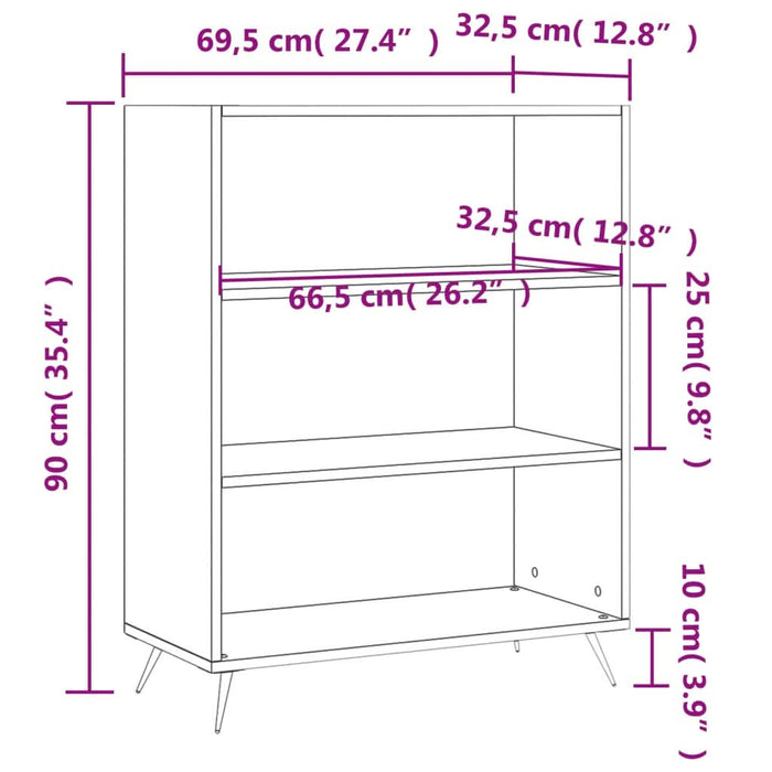 Bibliotecă, gri beton, 69,5x32,5x90 cm, lemn compozit - WALTI WALTI