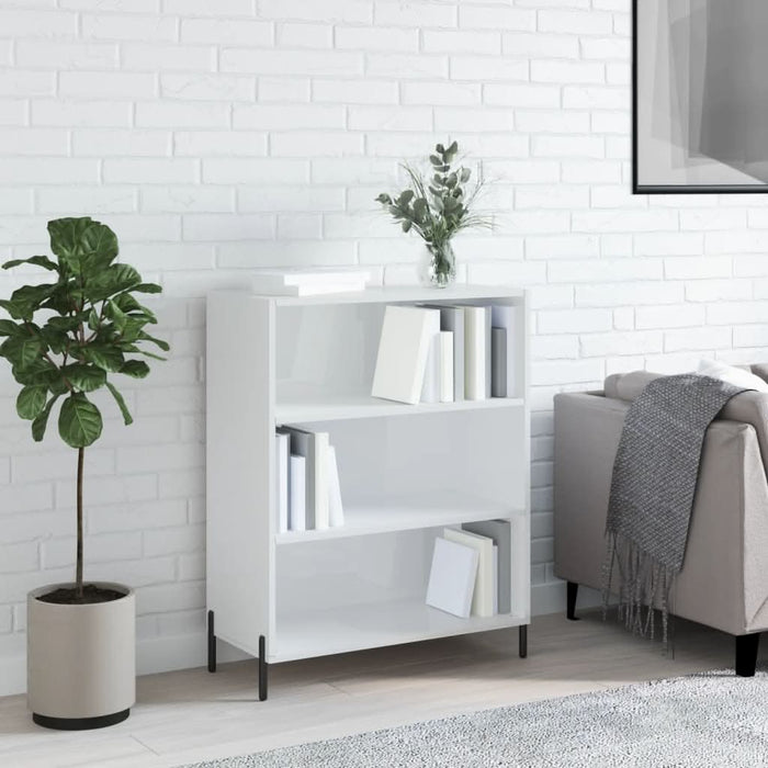 Dulap cu rafturi alb extralucios 69,5x32,5x90 cm lemn compozit - WALTI WALTI