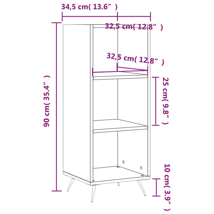 Dulap cu rafturi, alb, 34,5x32,5x90 cm, lemn compozit - WALTI WALTI