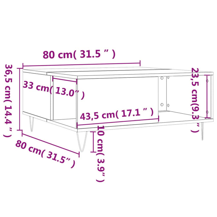 Măsuță de cafea, gri beton, 80x80x36,5 cm, lemn prelucrat - WALTI WALTI