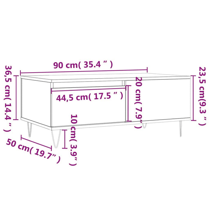 Măsuță de cafea, gri beton, 90x50x36,5 cm, lemn compozit - WALTI WALTI