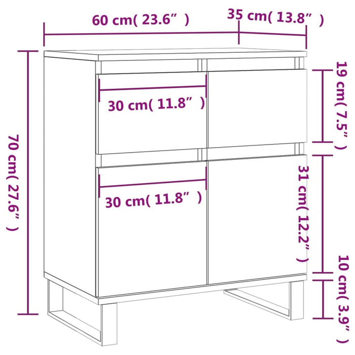 Servantă, gri beton, 60x35x70 cm, lemn prelucrat - WALTI WALTI