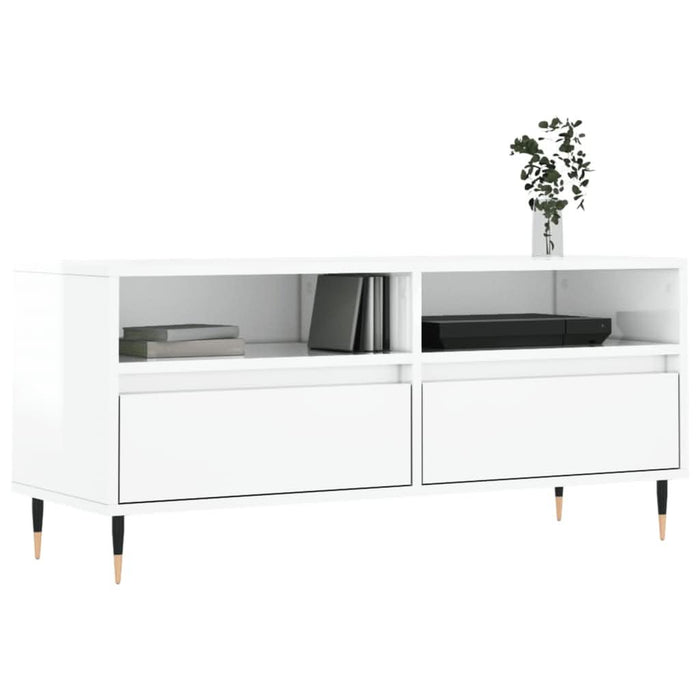 Comodă TV, alb extralucios, 100x34,5x44,5 cm, lemn prelucrat - WALTI WALTI
