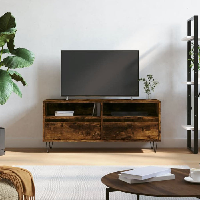 Comodă TV, stejar fumuriu, 100x34,5x44,5 cm, lemn prelucrat - WALTI WALTI