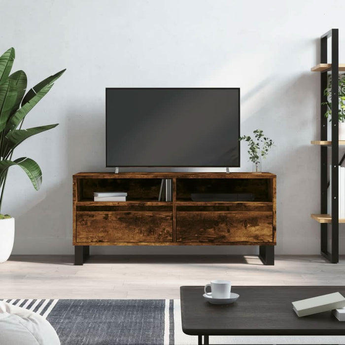 Comodă TV, stejar fumuriu, 100x34,5x44,5 cm, lemn prelucrat - WALTI WALTI