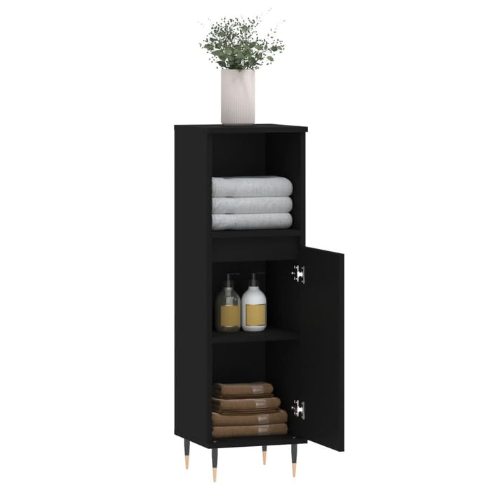 Dulap de baie, negru, 30x30x100 cm, lemn prelucrat - WALTI WALTI