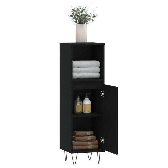 Dulap de baie, negru, 30x30x100 cm, lemn prelucrat - WALTI WALTI