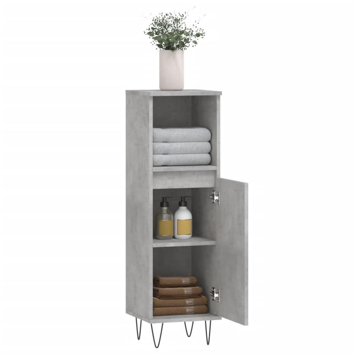 Dulap de baie, gri beton, 30x30x100 cm, lemn prelucrat - WALTI WALTI