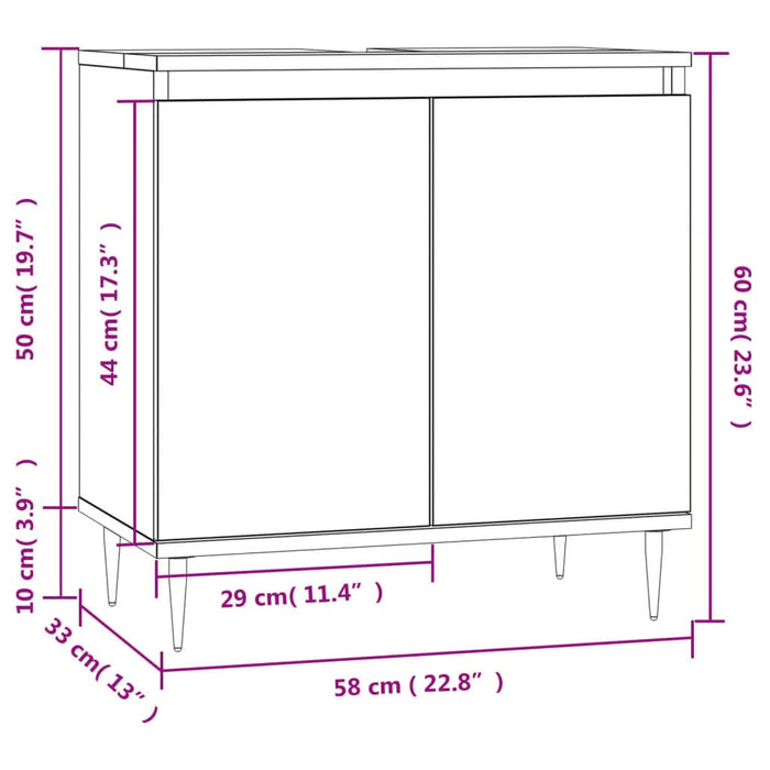 Dulap de baie, gri beton, 58x33x60 cm, lemn prelucrat - WALTI WALTI