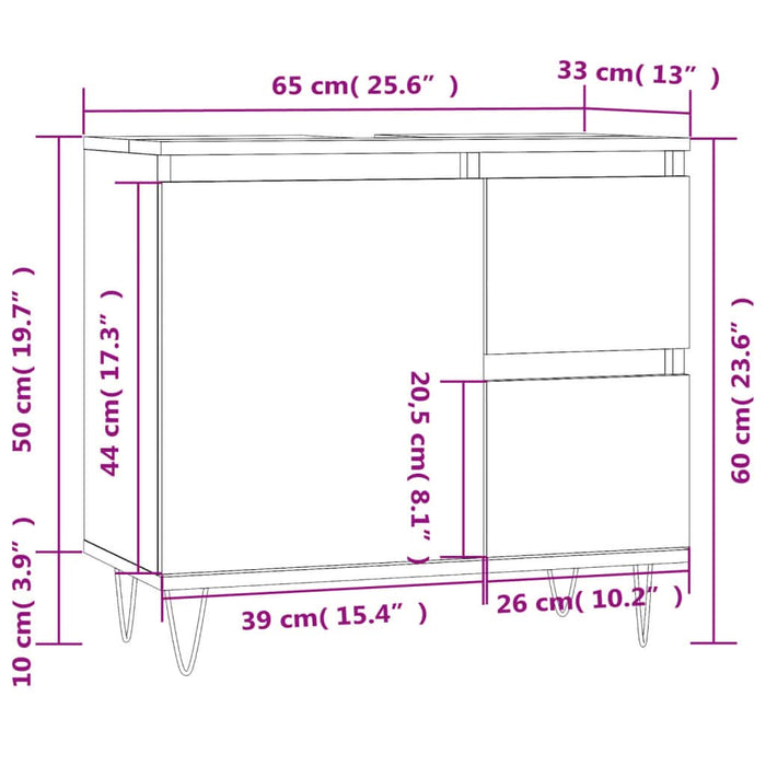 Dulap de baie, alb, 65x33x60 cm, lemn prelucrat - WALTI WALTI