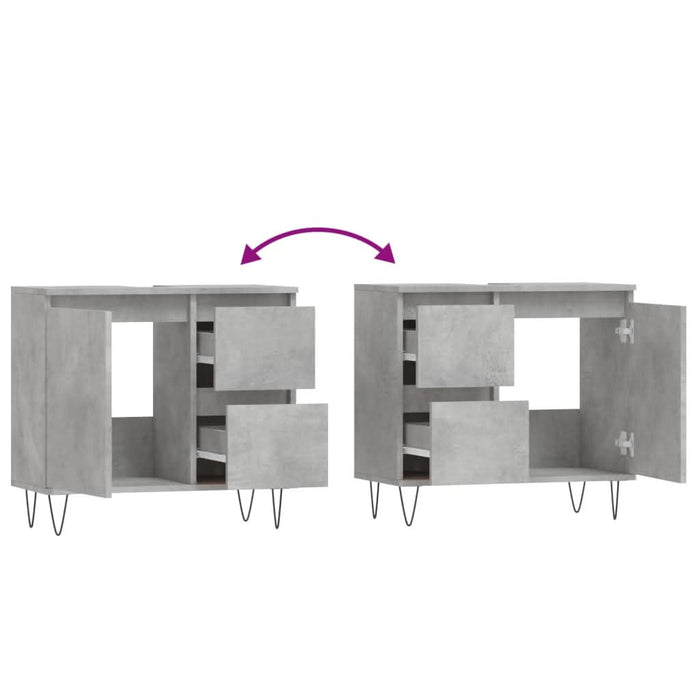 Dulap de baie, gri beton, 65x33x60 cm, lemn prelucrat - WALTI WALTI