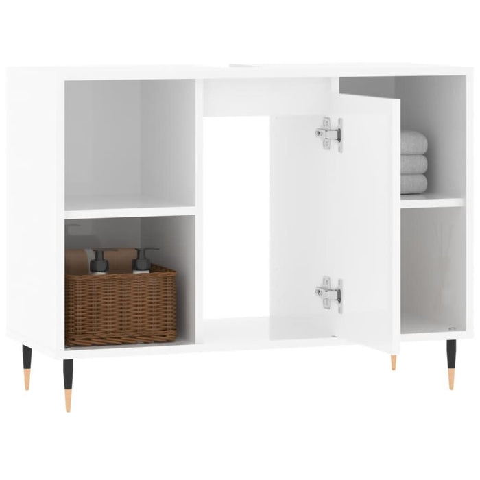 Dulap pentru baie, alb extralucios, 80x33x60 cm, lemn compozit - WALTI WALTI
