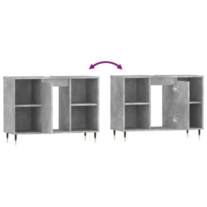Dulap pentru baie, gri beton, 80x33x60 cm, lemn compozit - WALTI WALTI