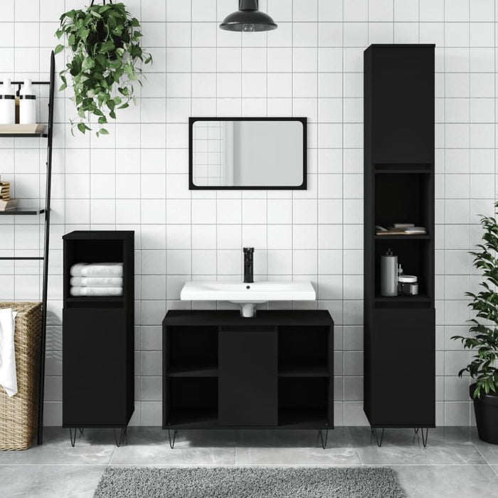Dulap pentru baie, negru, 80x33x60 cm, lemn compozit - WALTI WALTI