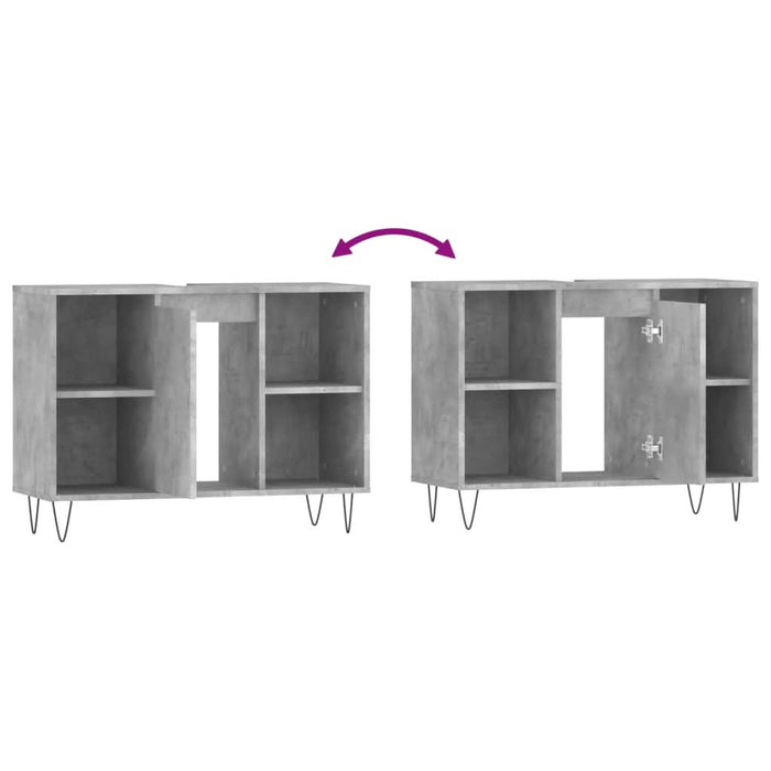 Dulap pentru baie, gri beton, 80x33x60 cm, lemn compozit - WALTI WALTI