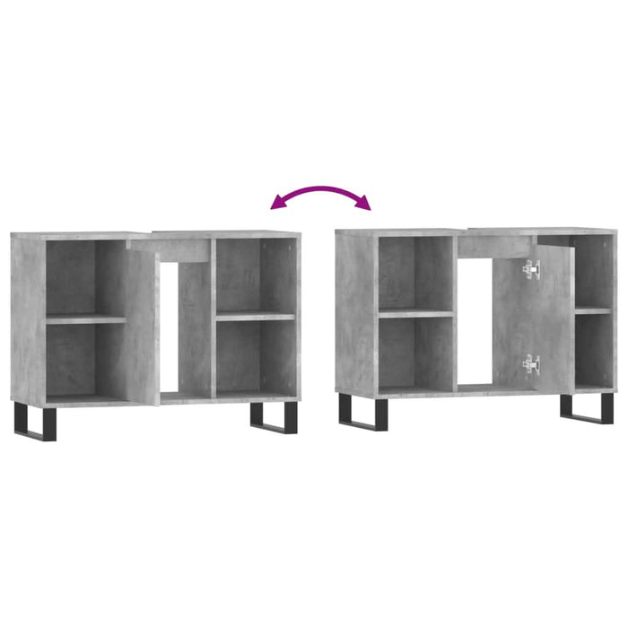 Dulap pentru baie, gri beton, 80x33x60 cm, lemn compozit - WALTI WALTI