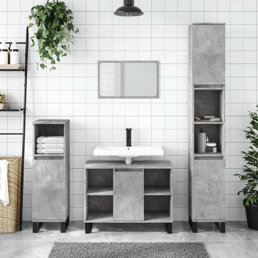 Dulap pentru baie, gri beton, 80x33x60 cm, lemn compozit - WALTI WALTI